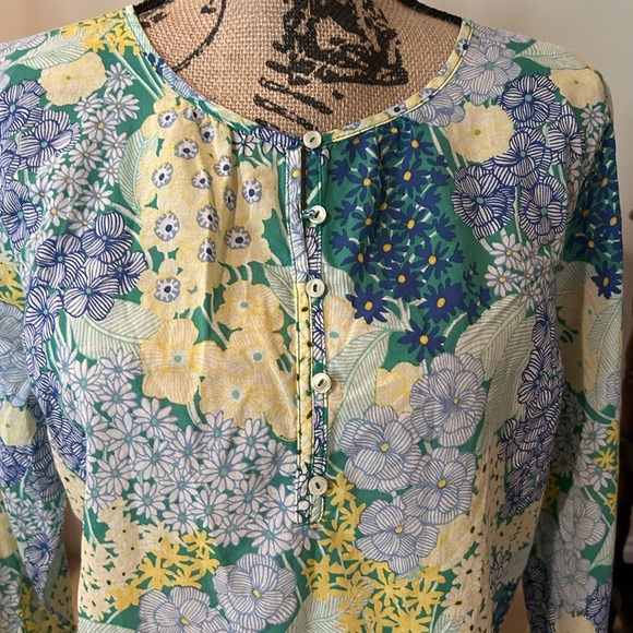 Talbots Floral Blouse - Blue and Yellow - Picture 2 of 7